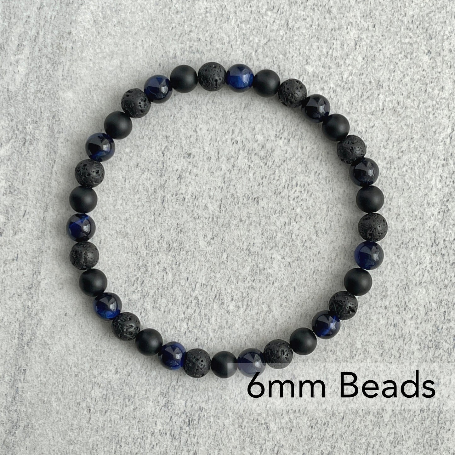 Blue Tiger Eye, Matte Onyx & Black Lava Beaded Bracelet