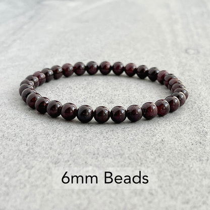 unique bold garnet beaded stretch bracelet 