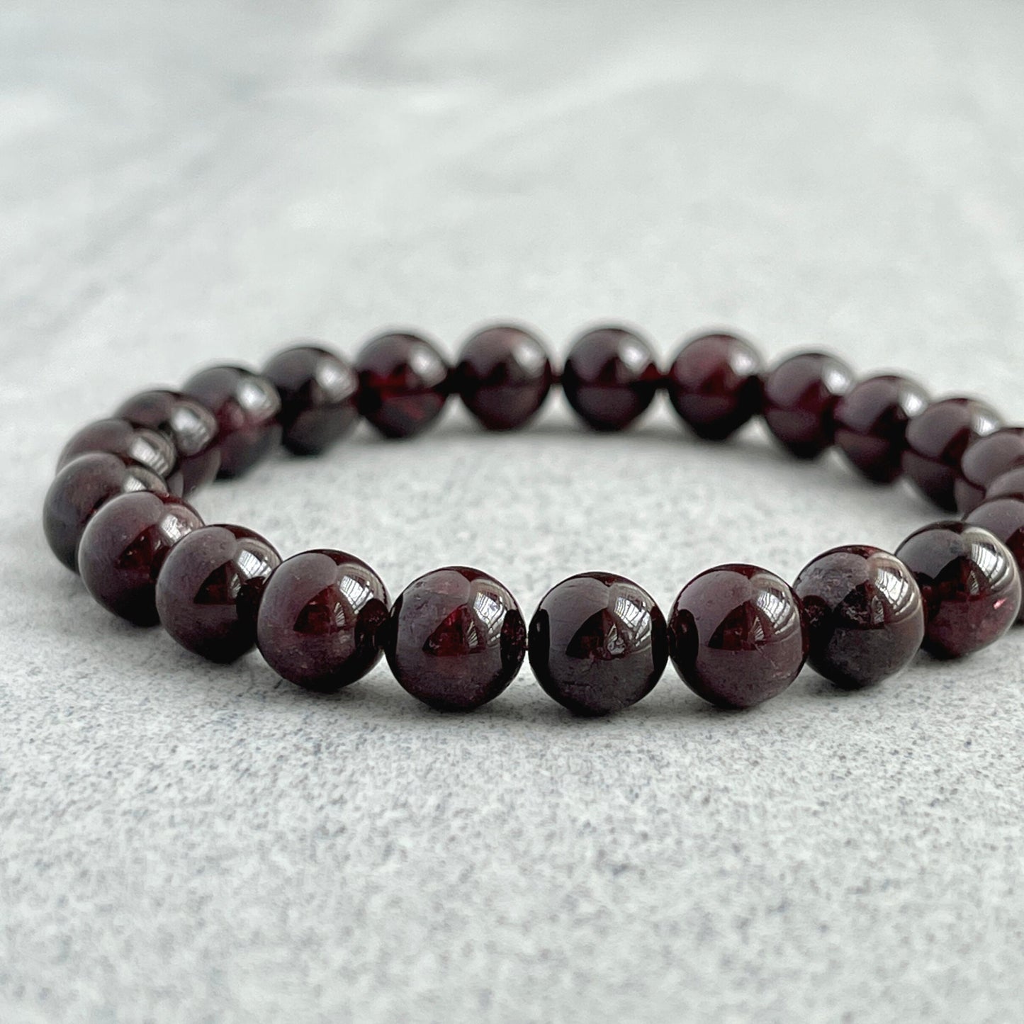 bold garnet beaded stretch bracelet  for men