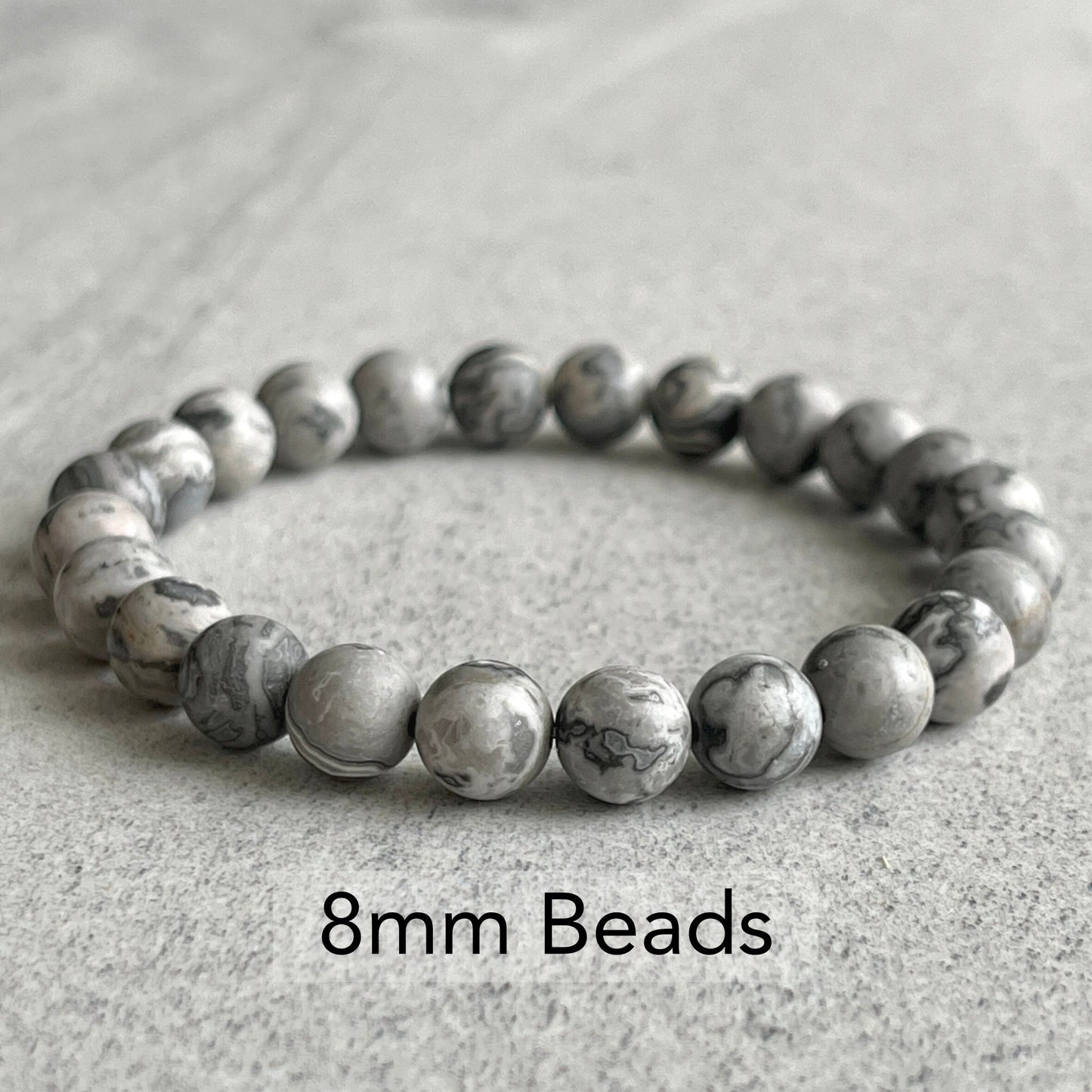 Matte Grey Picasso Jasper Beaded Bracelet