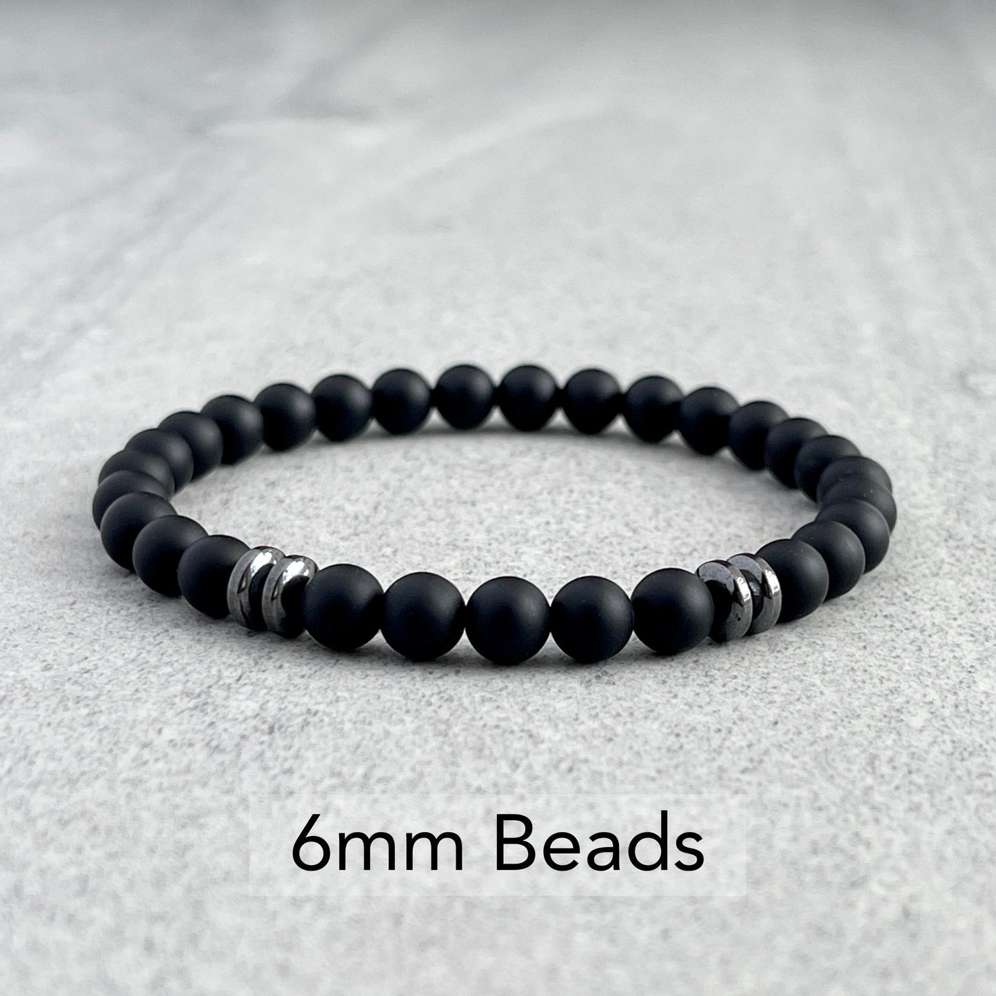 Matte Onyx Beaded Bracelet with Black Hematite