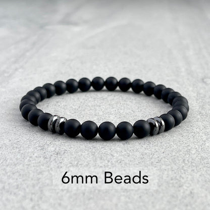 Matte Onyx Beaded Bracelet with Black Hematite