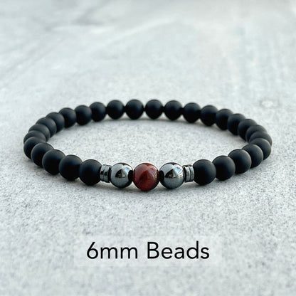 Matte Onyx with Red Tiger Eye and Hematite