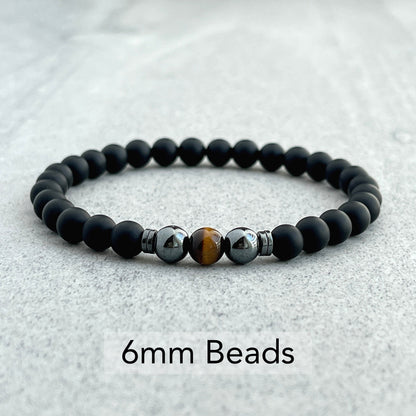 Matte Onyx with Yellow Tiger Eye and Hematite