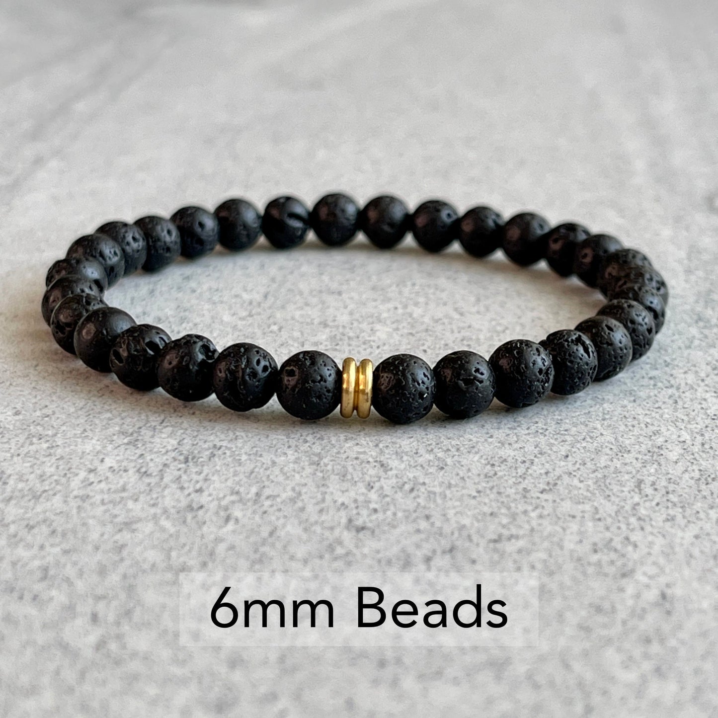 Black Lava with Brass Accent Bead