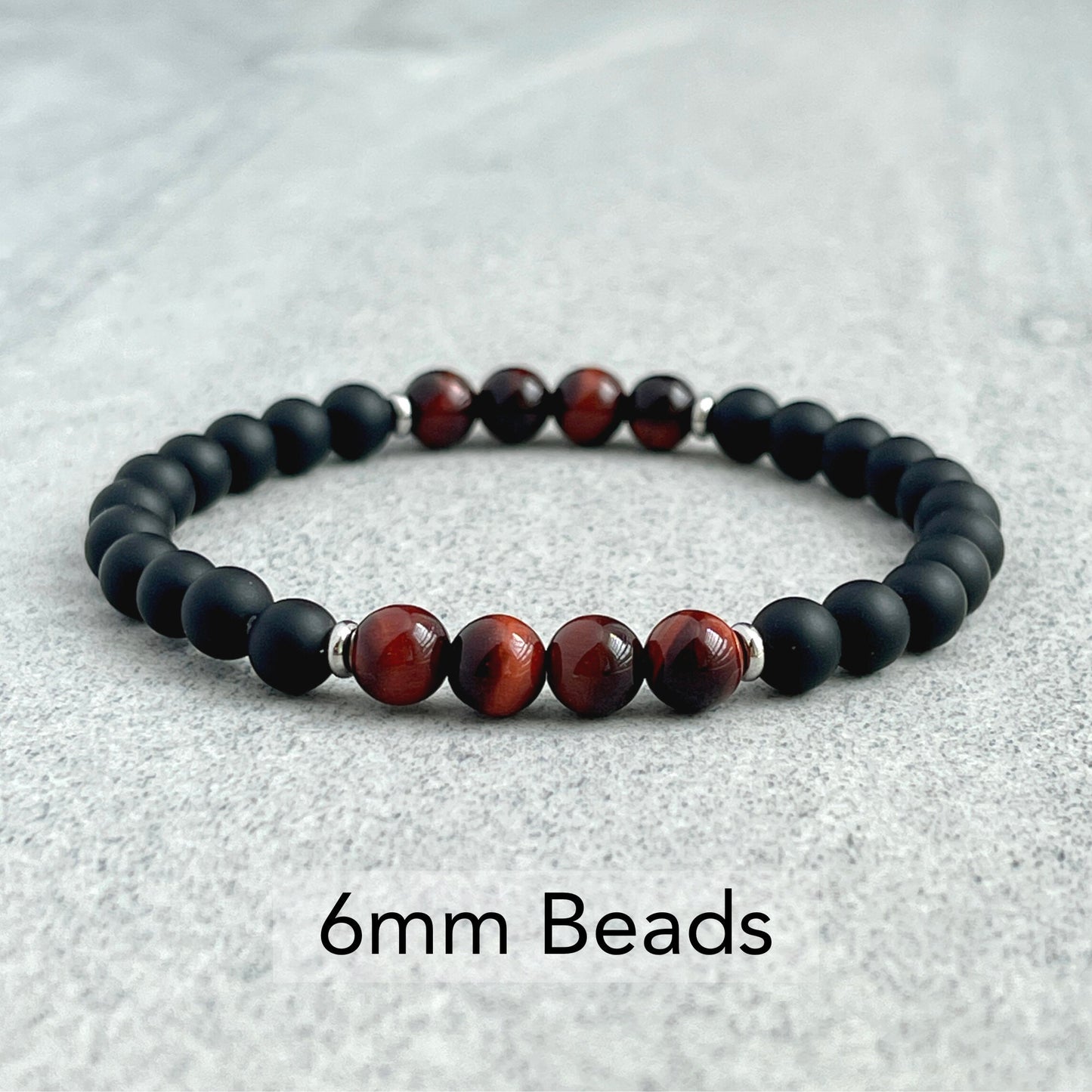 Matte Onyx and Red Tiger Eye Bracelet