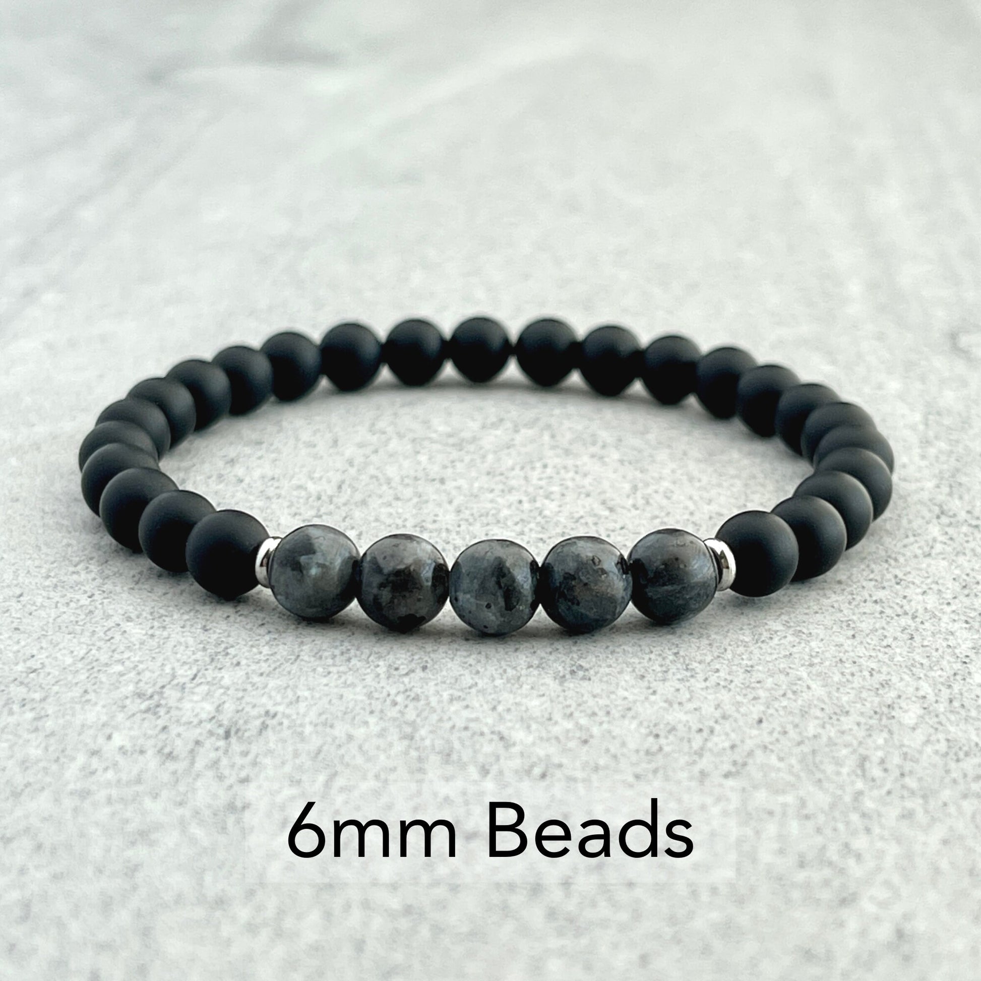 fashionable onyx beaded stretch bracelet