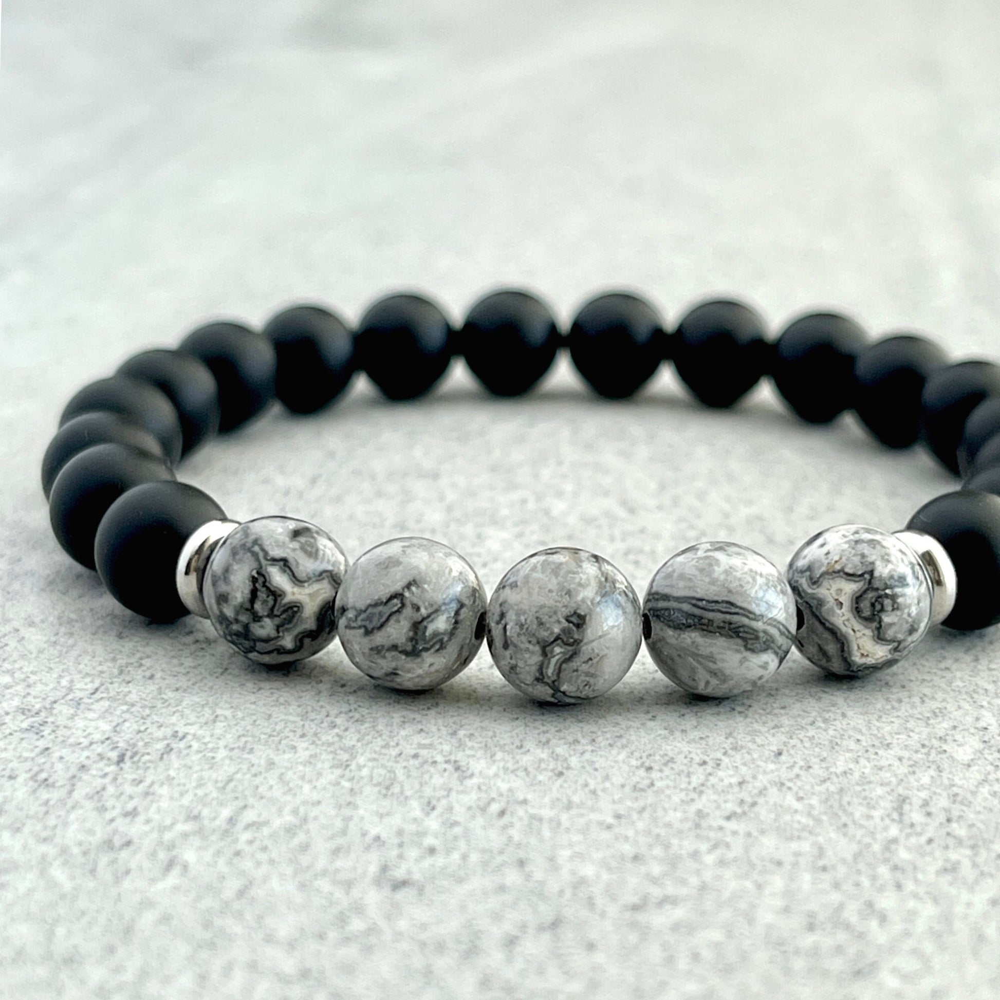 chic onyx beaded stretch bracelet