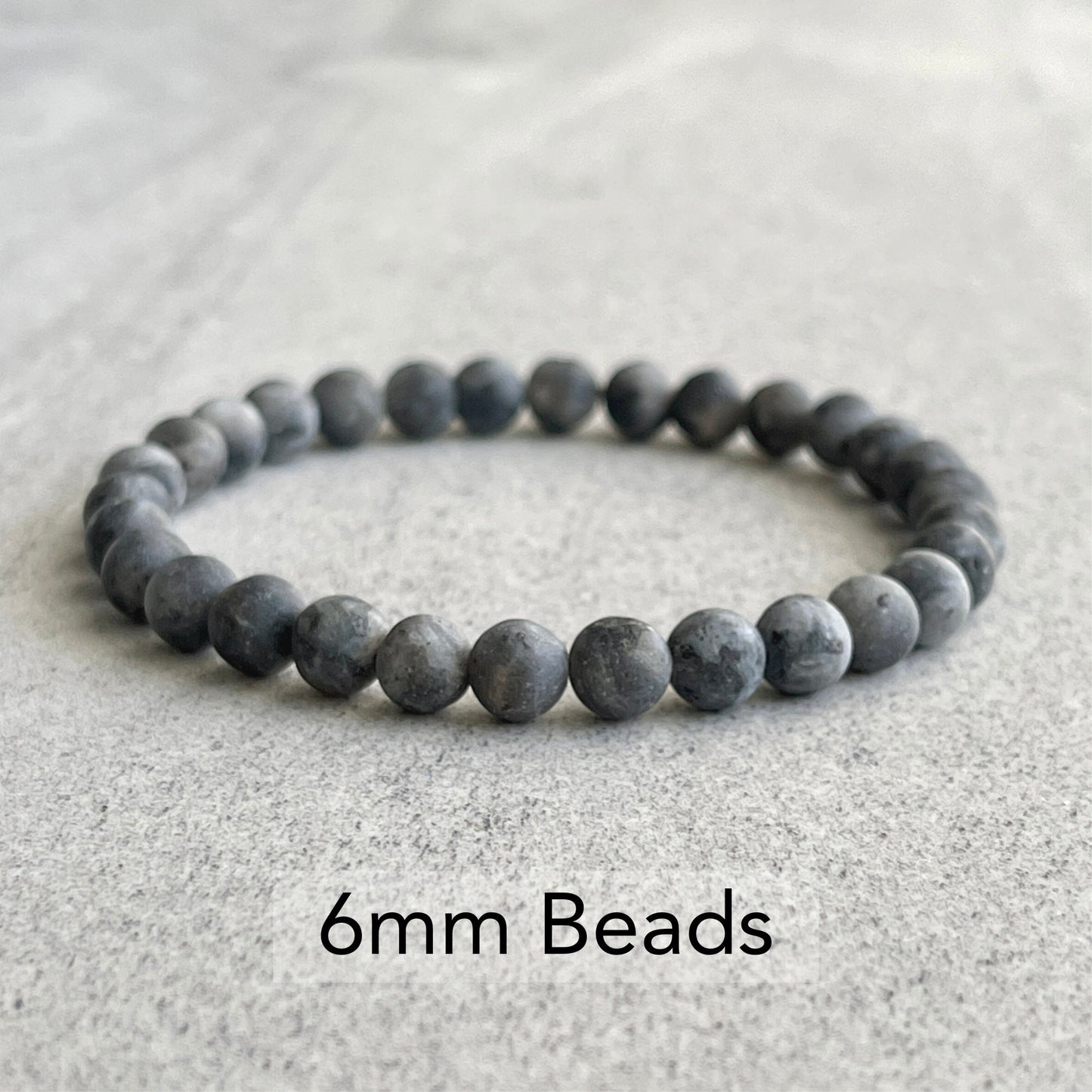 Matte Black Labradorite/Larvikite Beaded Bracelet