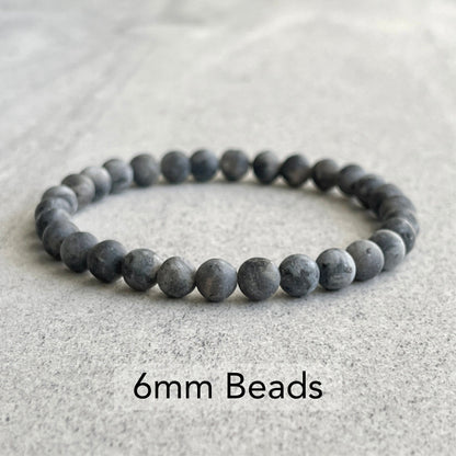 Matte Black Labradorite/Larvikite Beaded Bracelet