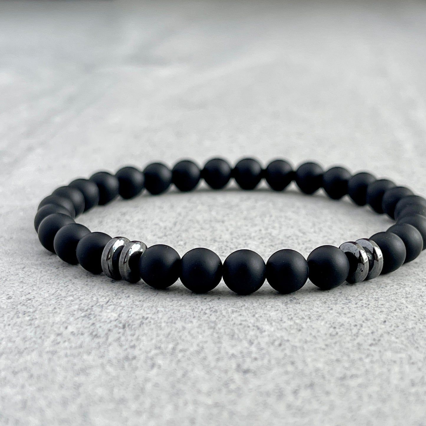 matte onyx with black hematite beaded bracelet for men