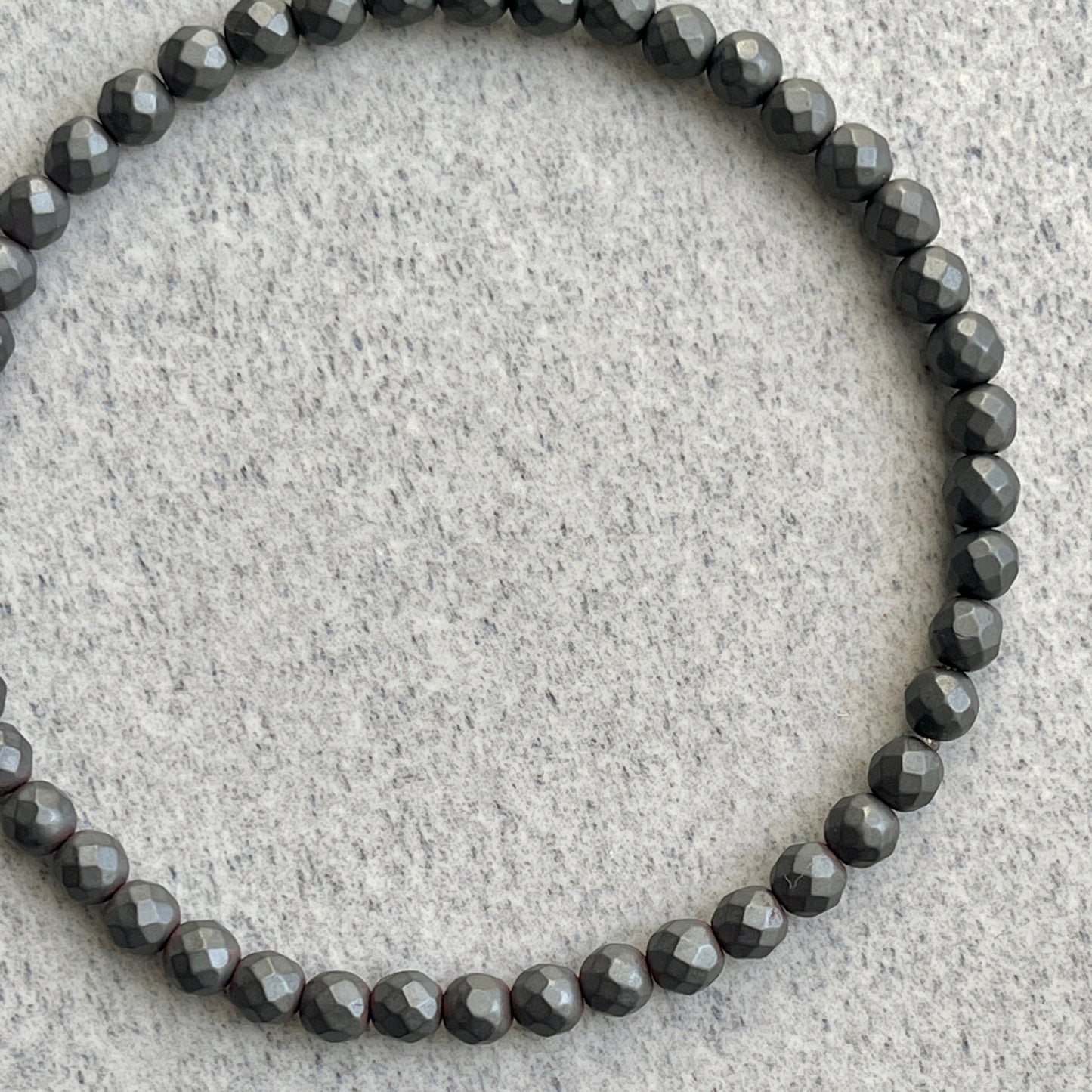 Classic Faceted Matte Hematite Beaded Bracelet