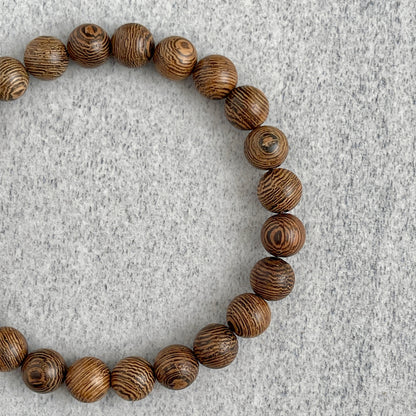 Wenge Wood Beaded Stretch Bracelet