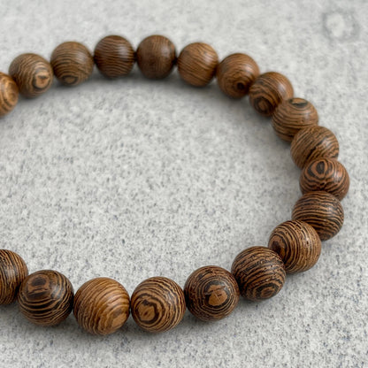 Wenge Wood Beaded Stretch Bracelet