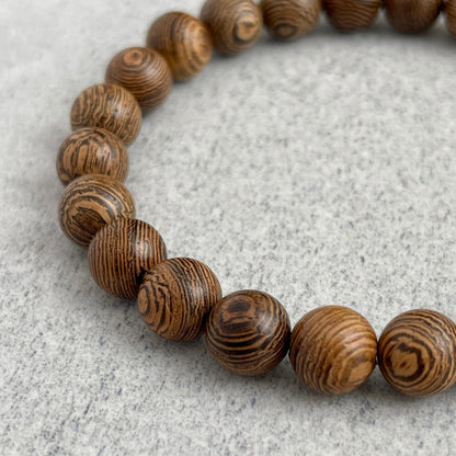 Wenge Wood Beaded Stretch Bracelet