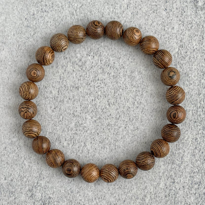 Wenge Wood Beaded Stretch Bracelet