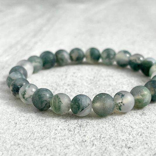 matte moss agate beaded bracelet for men