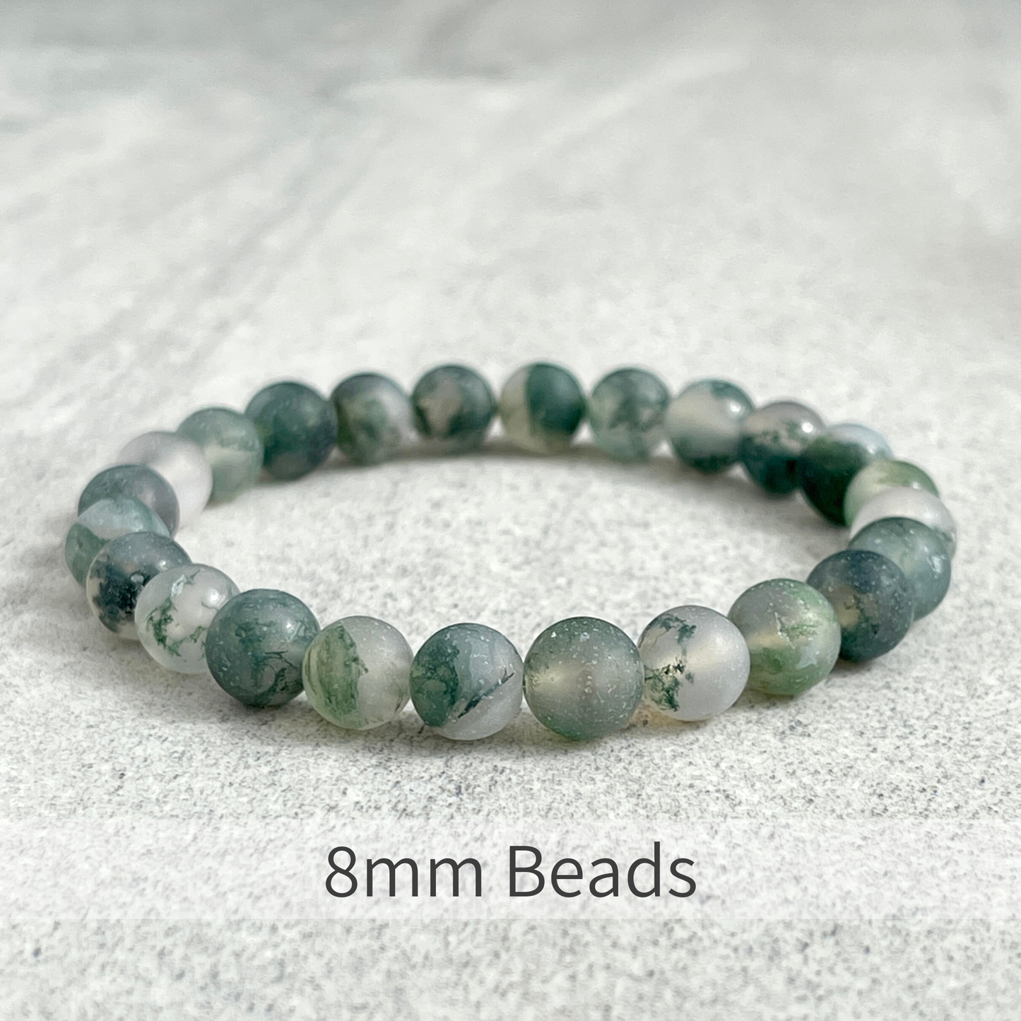 Matte Moss Agate Beaded Bracelet