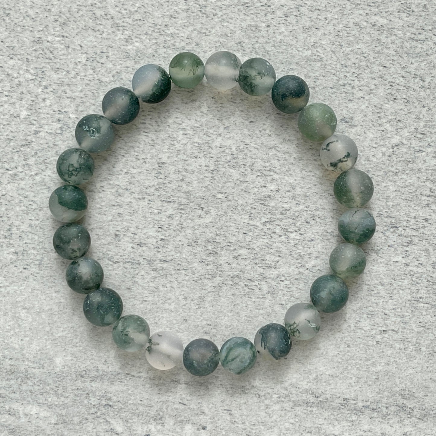 Matte Moss Agate Beaded Bracelet