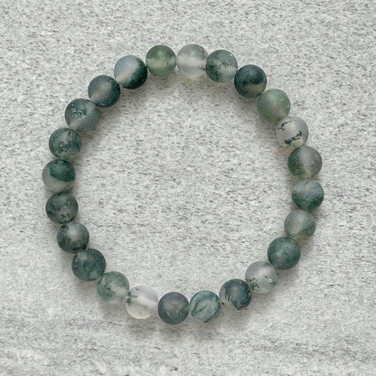 Matte Moss Agate Beaded Bracelet