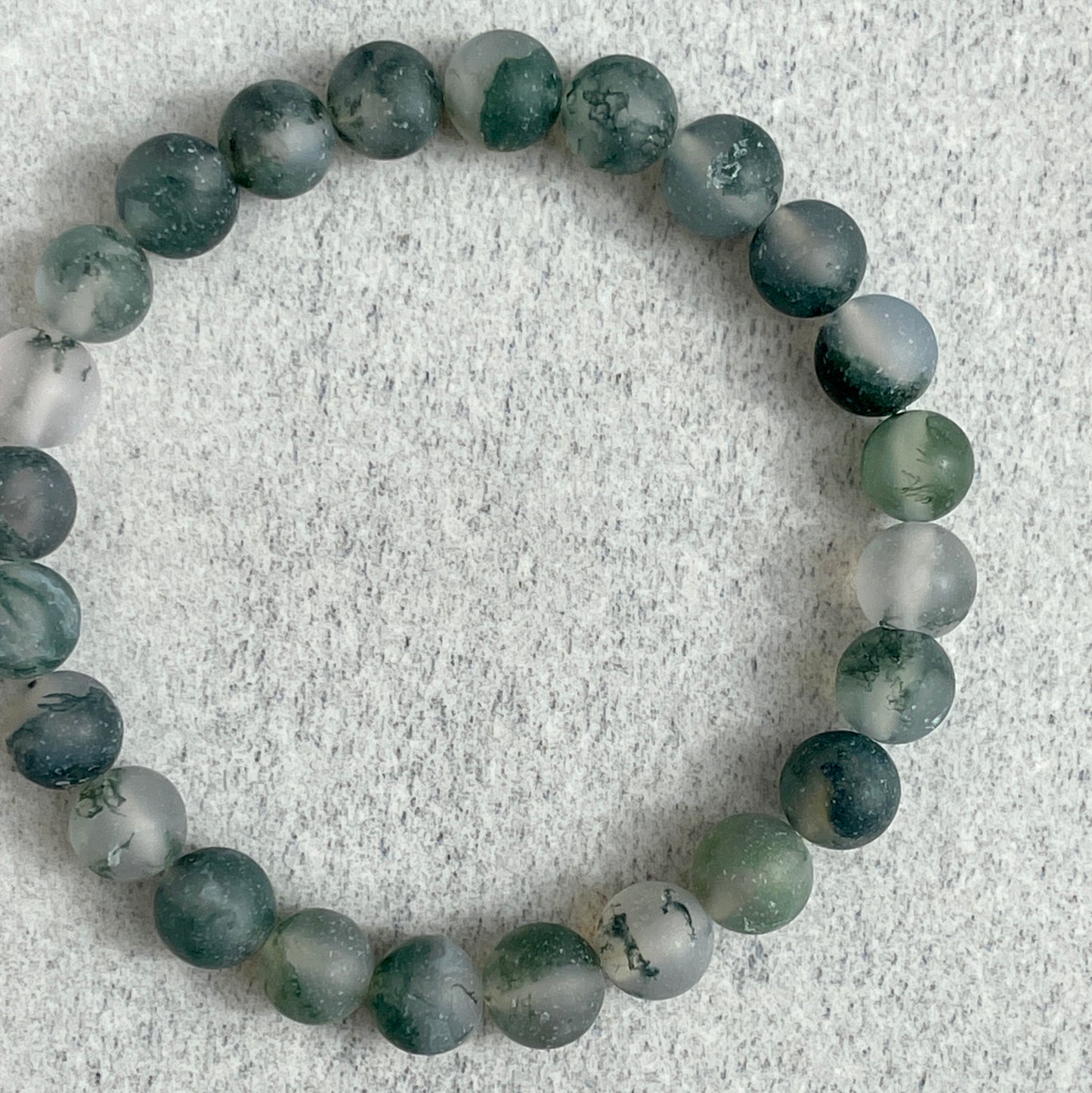 Matte Moss Agate Beaded Bracelet