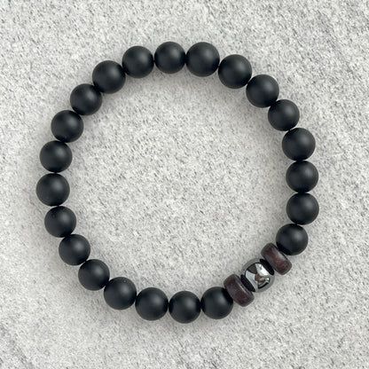 Matte Onyx Bracelet with a Single Hematite