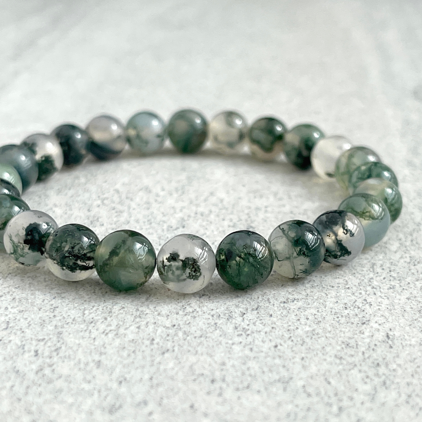 moss agate beaded bracelet for men