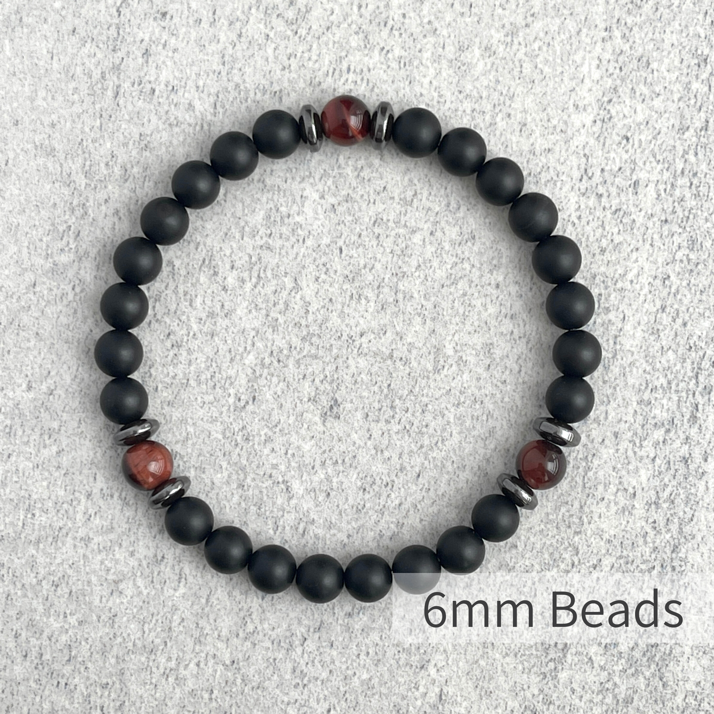 Matte Onyx, Red Tiger Eye, with Hematite Bracelet