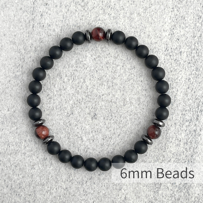 Matte Onyx, Red Tiger Eye, with Hematite Bracelet