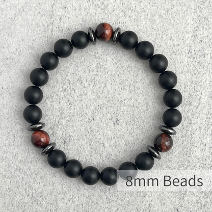 Matte Onyx, Red Tiger Eye, with Hematite Bracelet