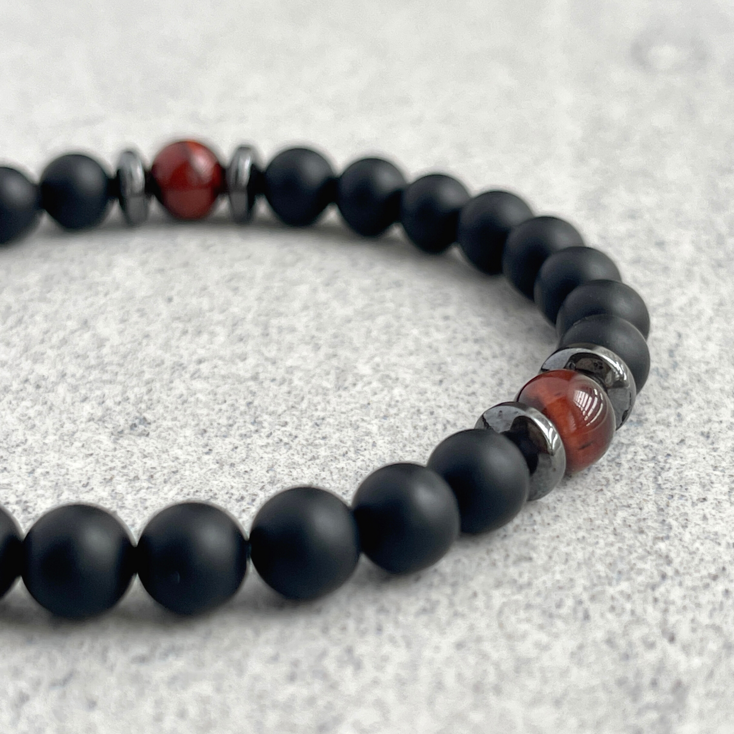 Matte Onyx, Red Tiger Eye, with Hematite Bracelet