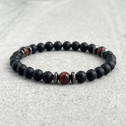 Matte Onyx, Red Tiger Eye, with Hematite Bracelet