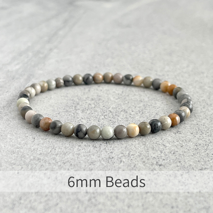 Silver Picasso Jasper Beaded Stretch Bracelet