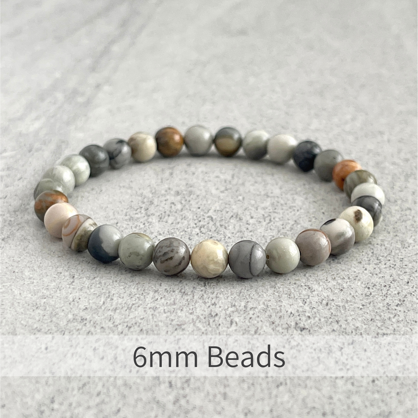 Silver Picasso Jasper Beaded Stretch Bracelet