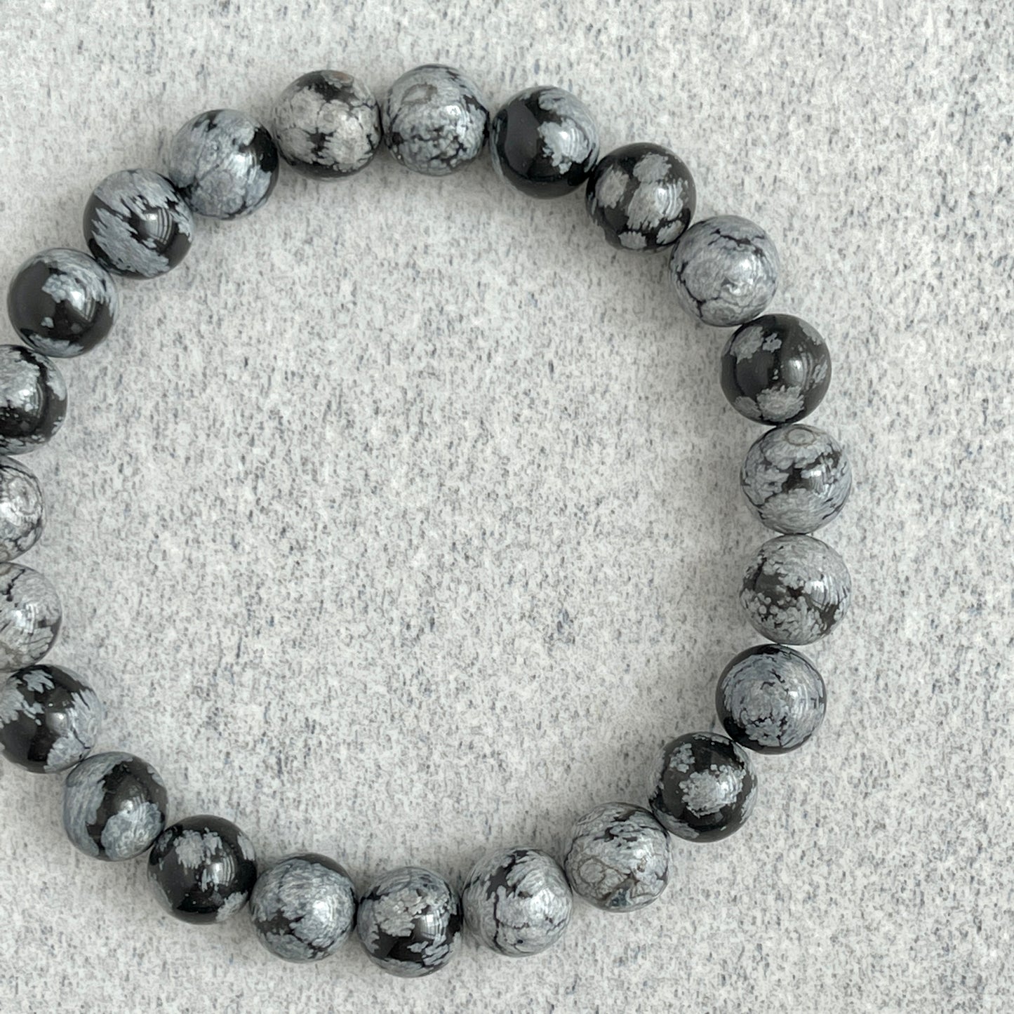 Snowflake Obsidian Beaded Stretch Bracelet for Special Occasions