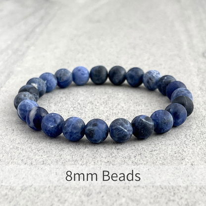 Natural Matte Sodalite beaded bracelet on wrist