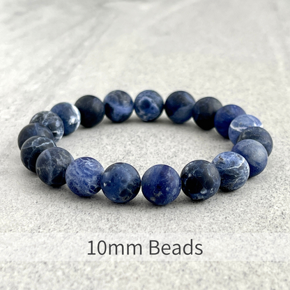 Close-up of Matte Sodalite beaded bracelet stones