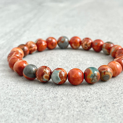 orange uruguay agate beaded bracelet for men