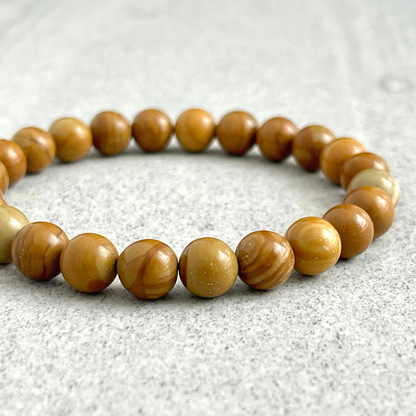 wood jasper beaded bracelet for men