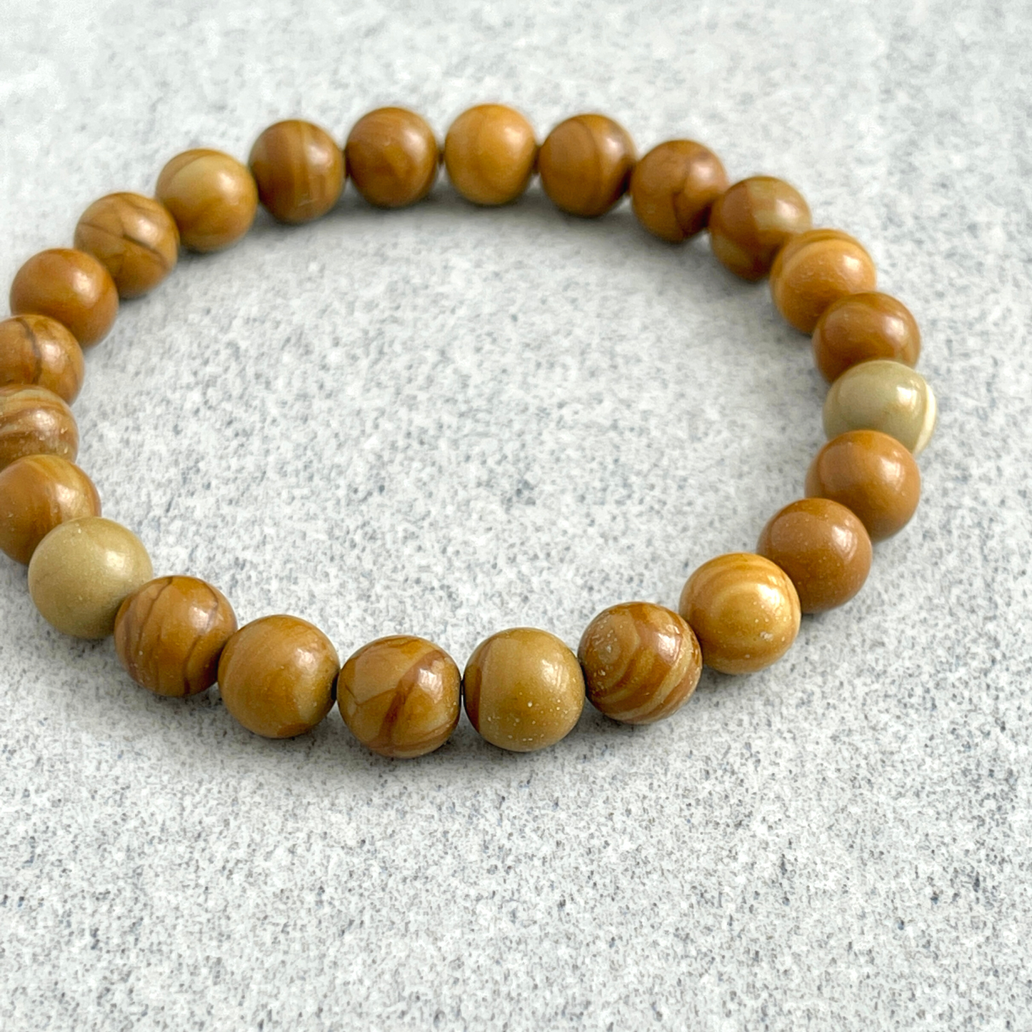 Wood Jasper Beaded Stretch Bracelet