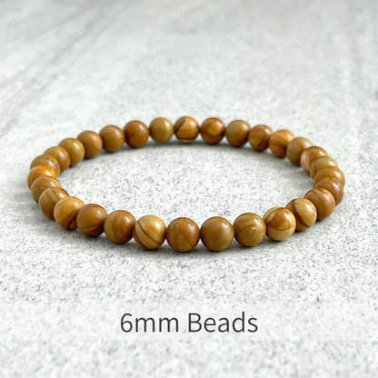 Wood Jasper Beaded Stretch Bracelet