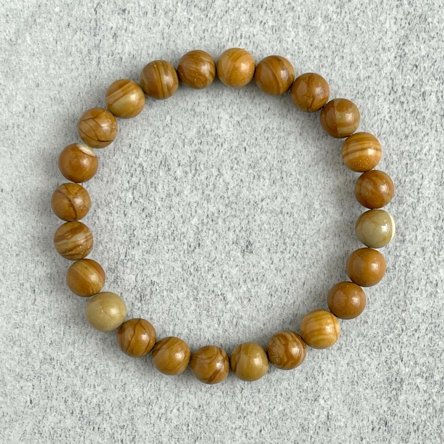 Wood Jasper Beaded Stretch Bracelet