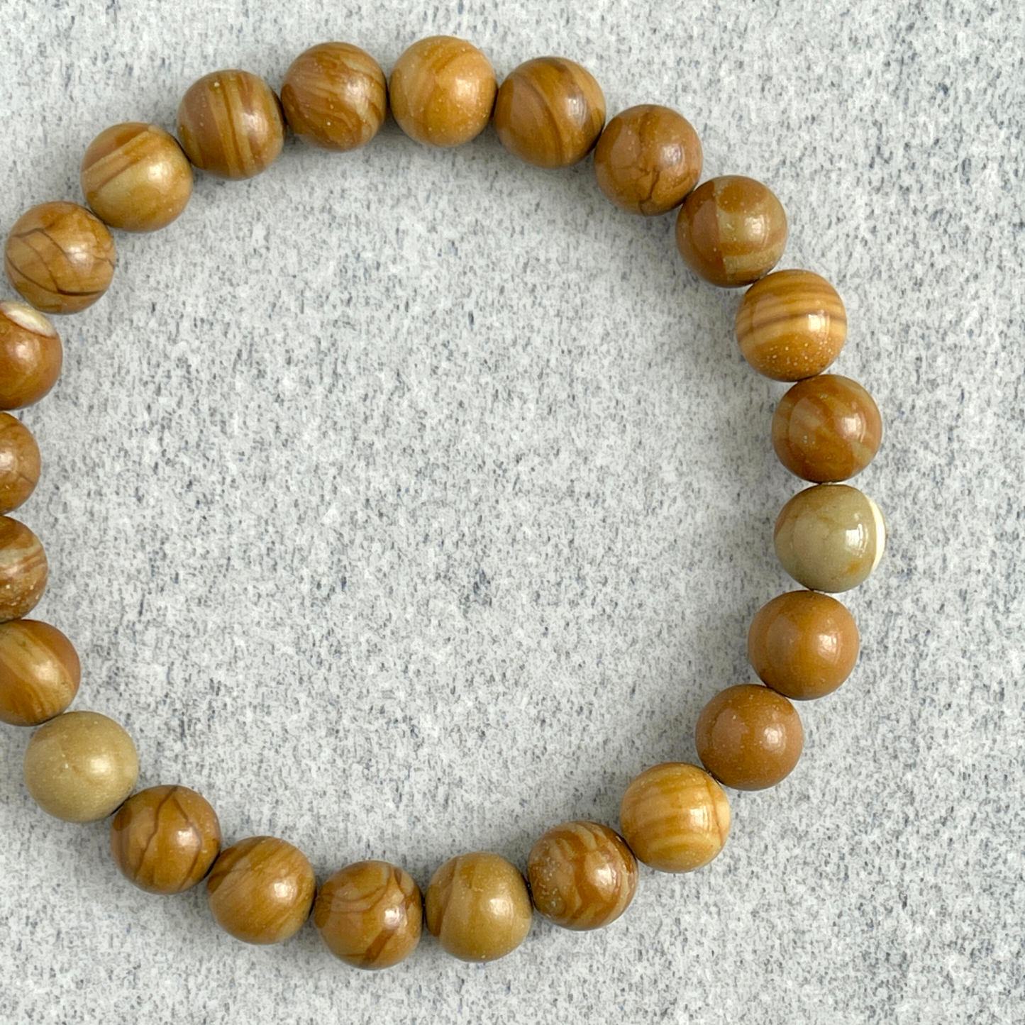 Wood Jasper Beaded Stretch Bracelet