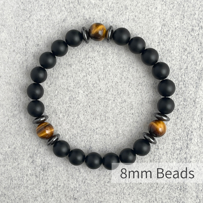 Matte Onyx, Yellow Tiger Eye, with Hematite Bracelet