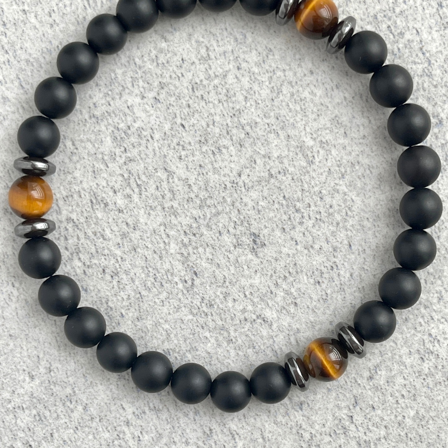 Matte Onyx, Yellow Tiger Eye, with Hematite Bracelet