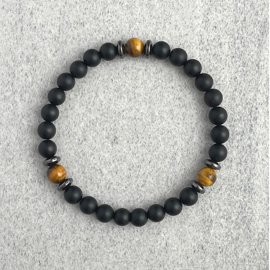 matte onyx and yellow tiger eye beaded bracelet for men