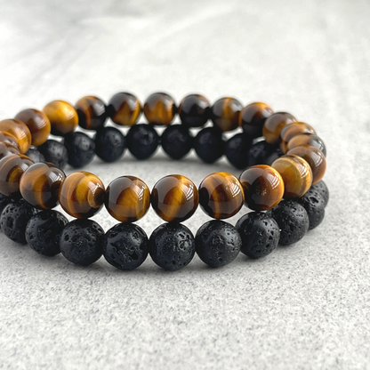 yellow tiger eye beaded bracelet for men