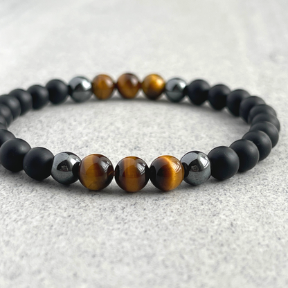 matte onyx and yellow tiger eye beaded bracelet for men