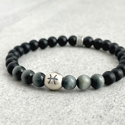 Matte Onyx & Chrysoberyl Zodiac Bracelet