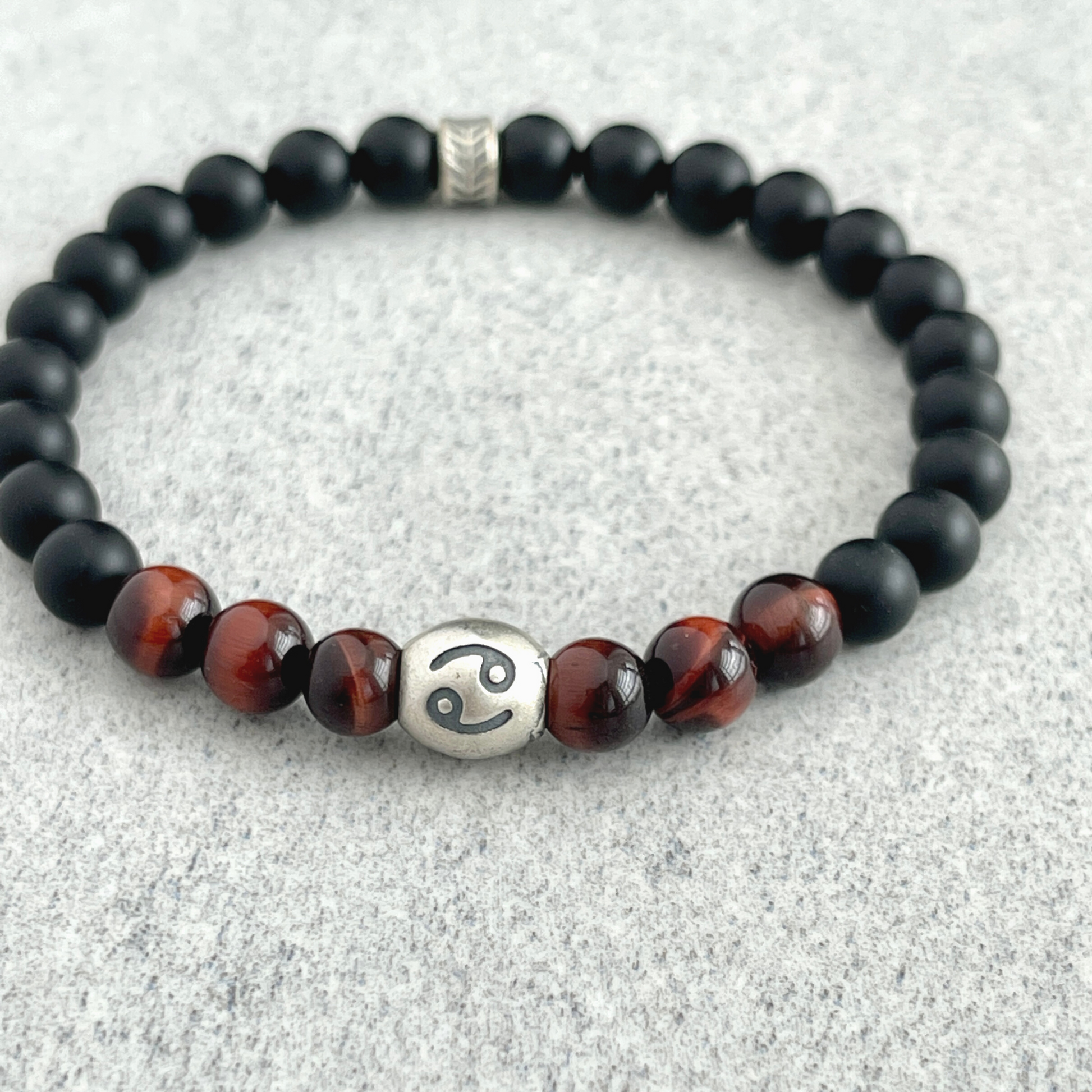 matte onyx and red tiger eye zodiac beaded bracelet for men